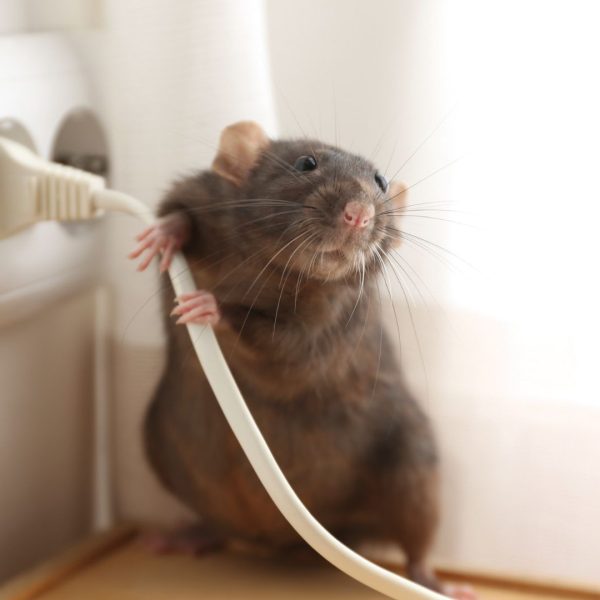 Muis aan stopcontact stekker